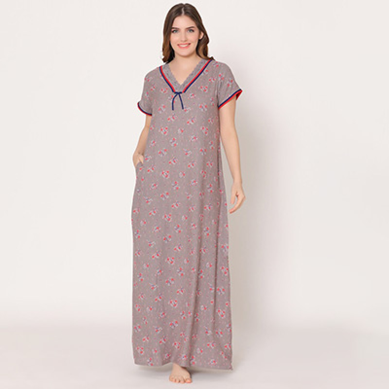 Women Plus Size Printed Maxi Nightdress