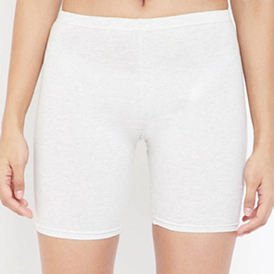 Women White Solid Boy Shorts Briefs