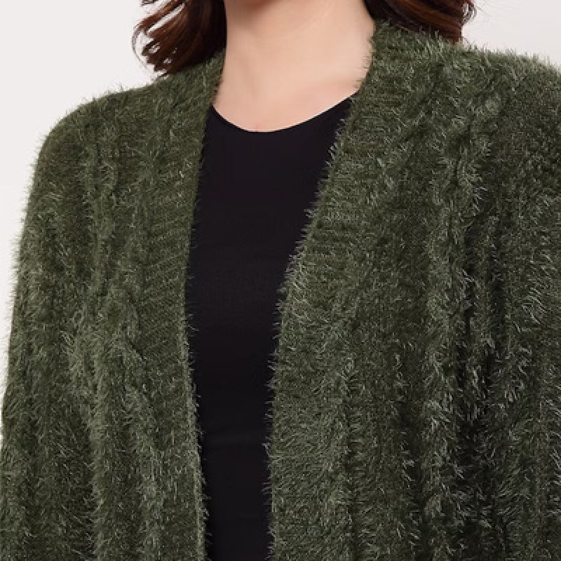 Women Green Longline Shrug