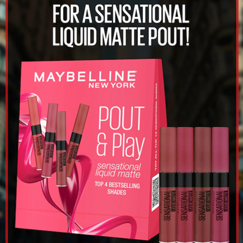 New York Pout & Play - Set of 4 Sensational Liquid Matte Lipsticks - 7ml each