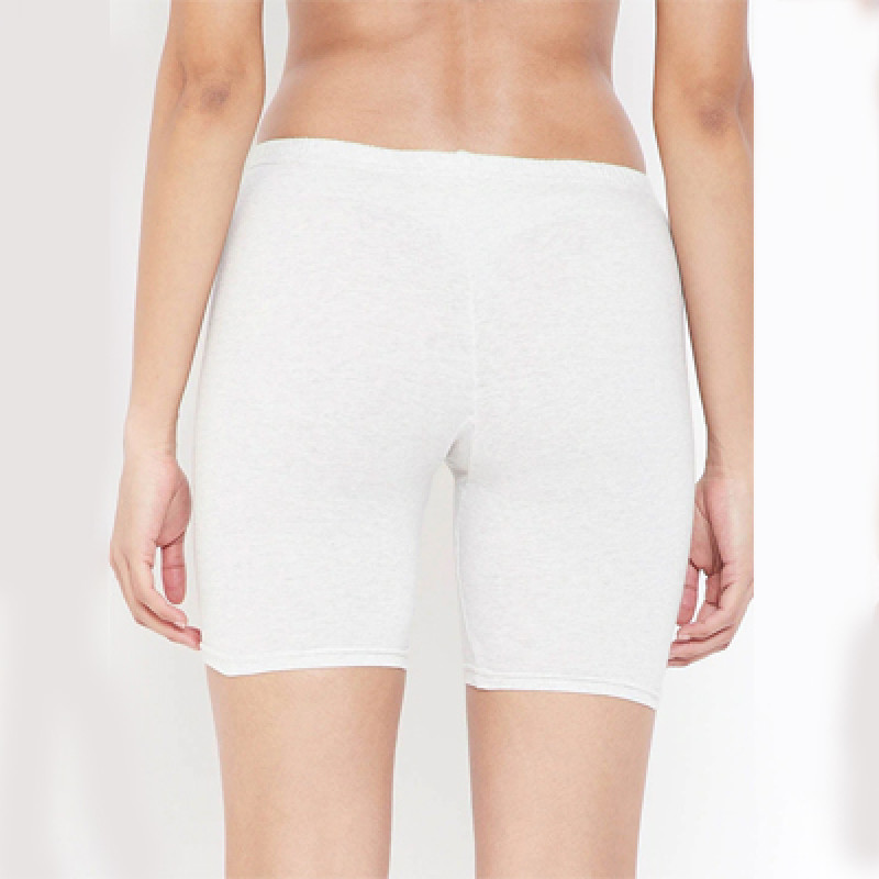 Women White Solid Boy Shorts Briefs