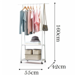 Lukzer A Shape White Garment Stand Multipurpose Metal Coat Hanger Clothes Rack with 2 Bottom Shelves Space Saving Storage Organizer Stylish Home Decor