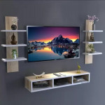 TV Entertainment Unit with 2 Wall Shelves Engineered Wood TV Entertainment Unit Engineered Wood TV Entertainment Unit