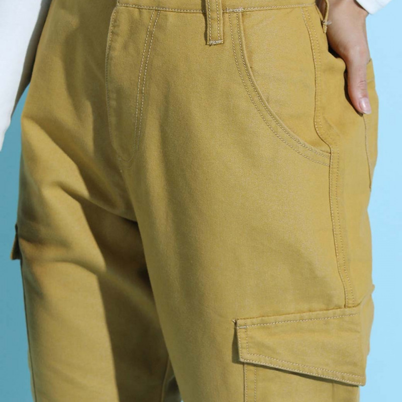 Women Olive Green Jogger Low Distress Jeans