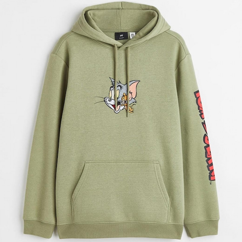 Men Green Regular Fit Tom & Jerry Hoodie