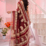 Maroon & Gold-Toned Paisley Zari Pure Silk Saree