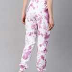 Women White & Purple Dyed Joggers